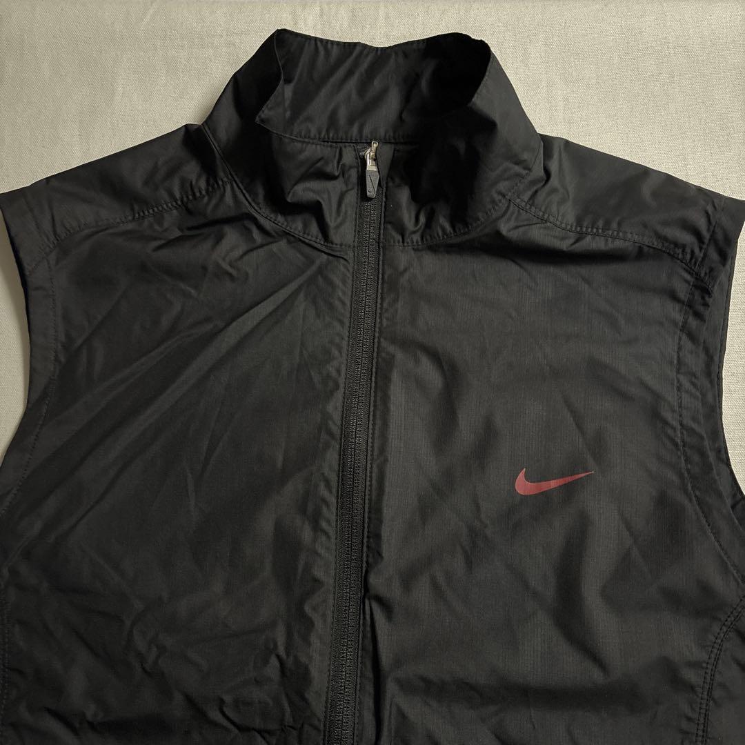 極美品 NIKE GOLF ナイキゴルフ ナイロンベスト ダブルジップ 黒 L