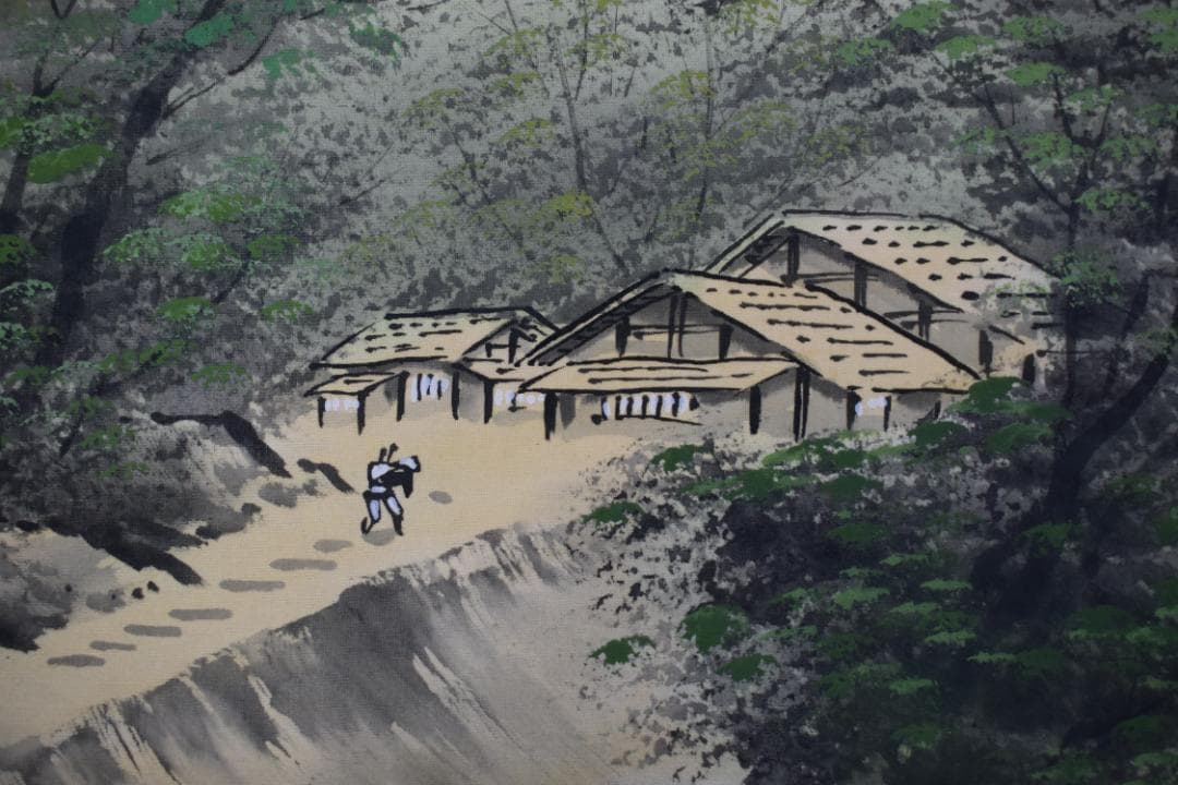 翠雪/彩色山水図/掛軸☆宝船☆Z-432