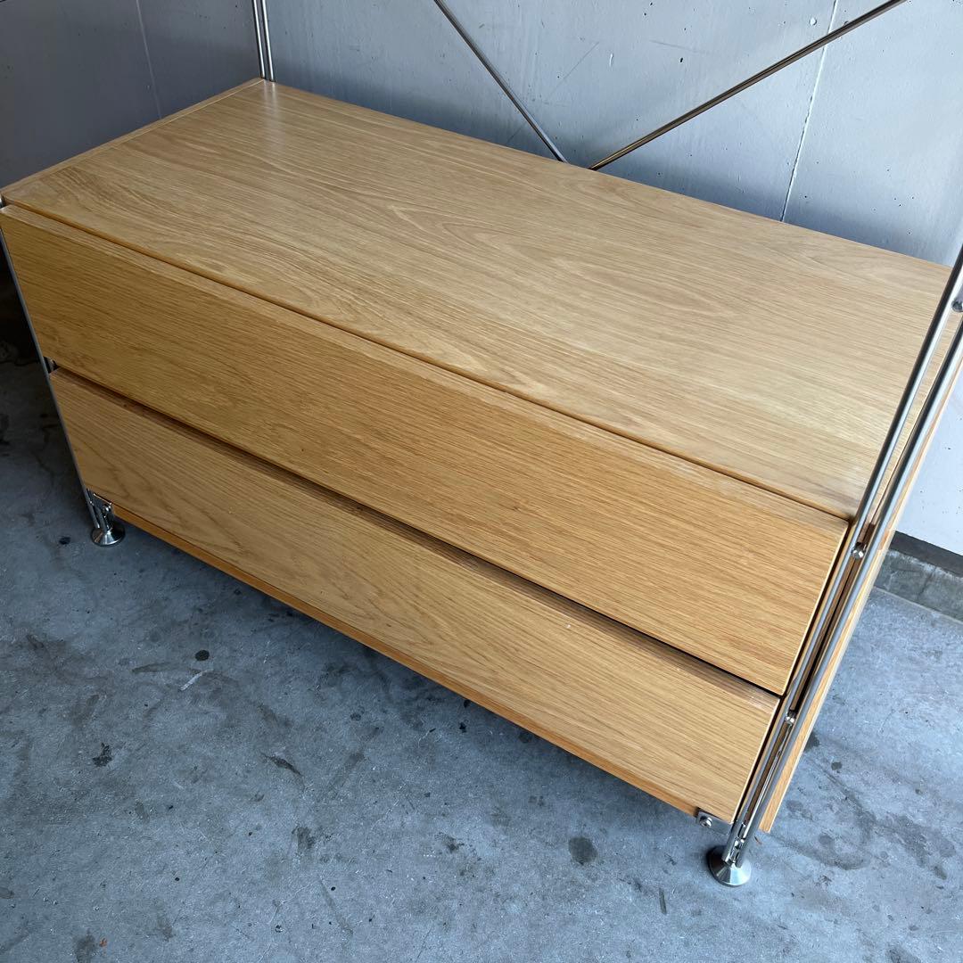 美品★無印ステンレスユニットシェルフ・オーク材・ワードローブセット