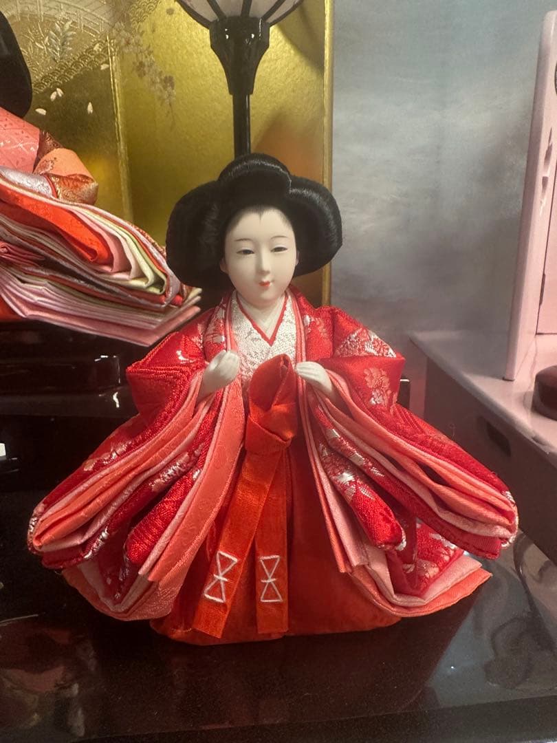 高級 三段飾り 雛人形セット 本仕立て衣装 金屏風付き 新品未使用 展示品
