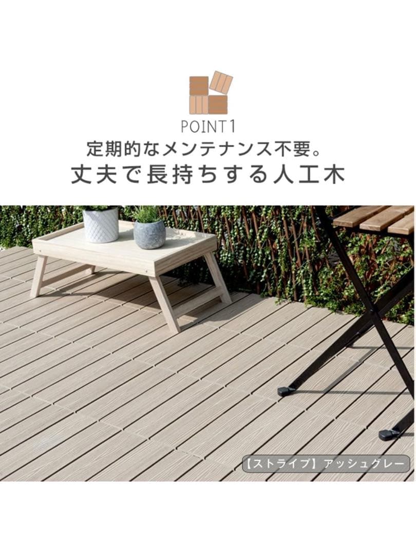 新品TANSGENEタンスのゲン27枚 人工木ジョイント式 ベランダタイル 灰色