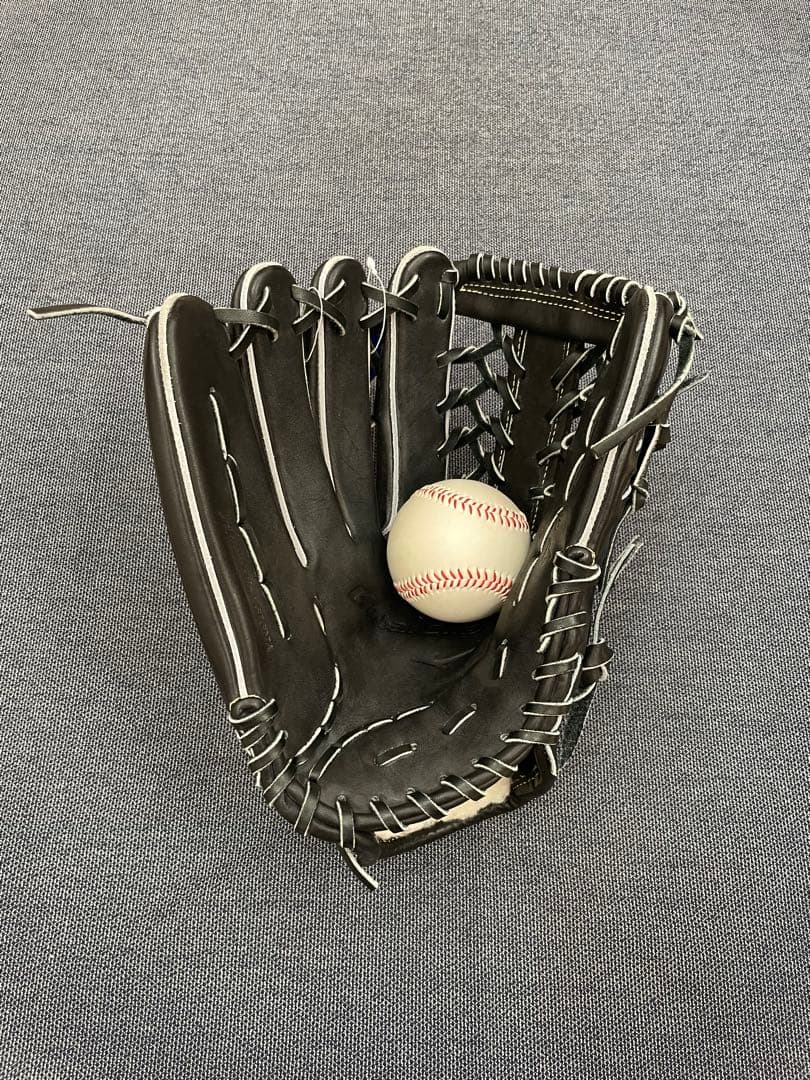 グローバルエリート　野球 硬式グローブ 一般用　大人　左投げ　グラブ　外野手　黒