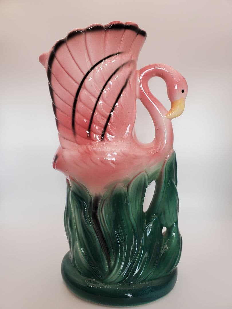 レトロフラミンゴ陶器花瓶