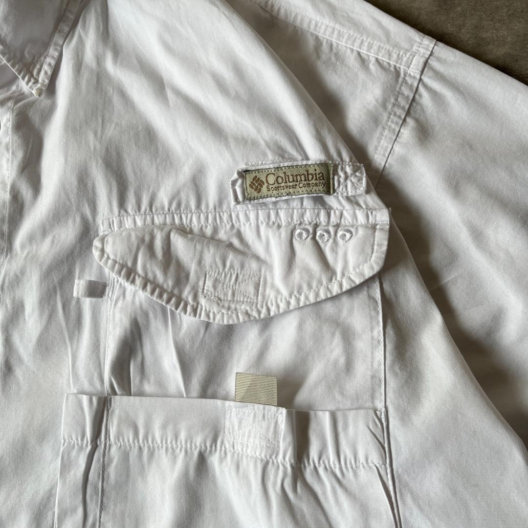 00s Columbia フィッシングシャツ 多ポケット XXL 白 A254