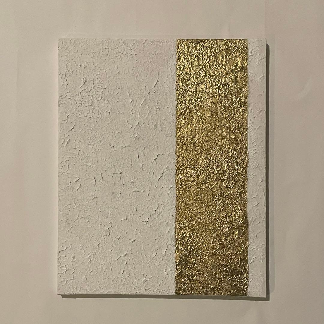 白と金の抽象画｜現代アート　絵画　壁掛け　シンプル　北欧　原画　ストリートアート