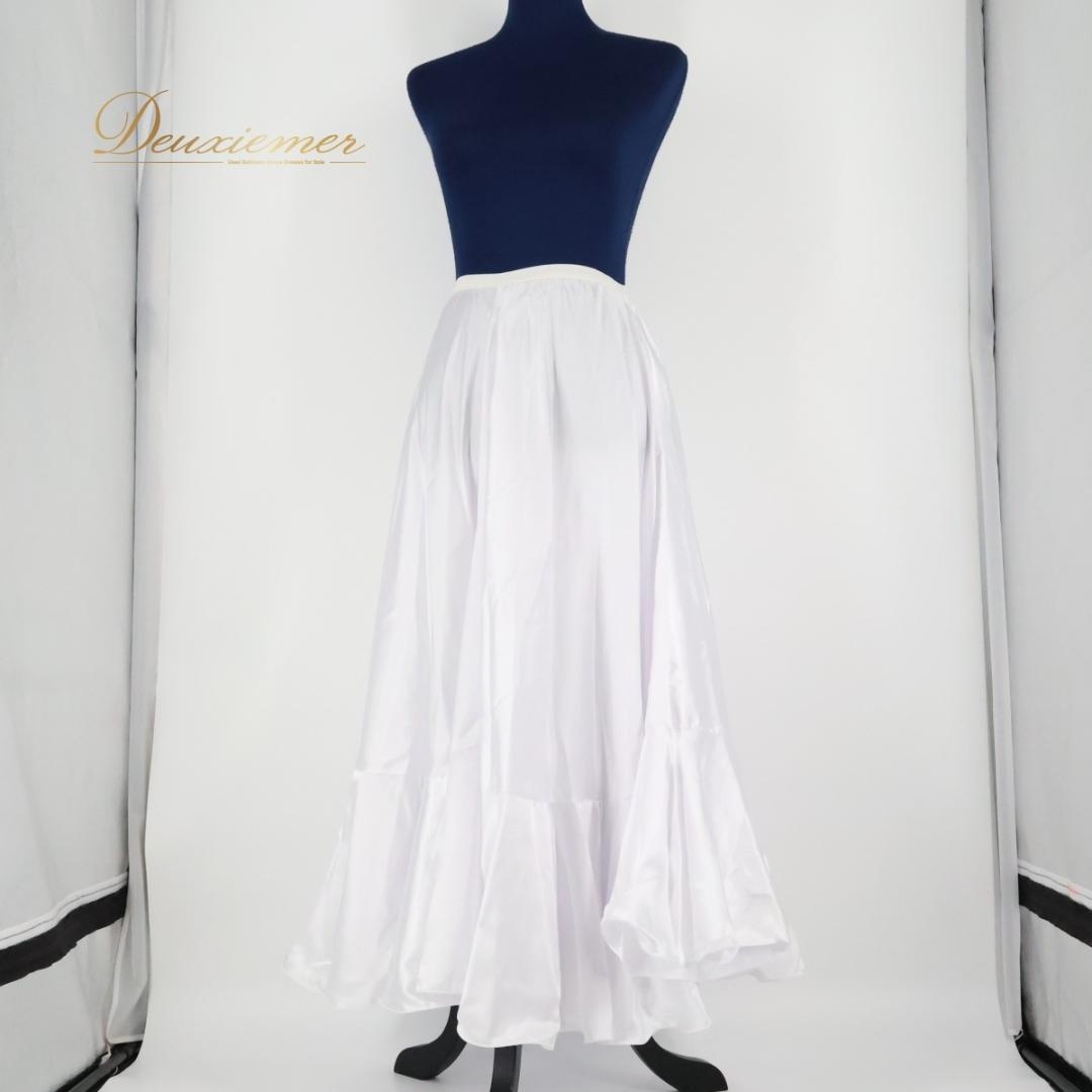 【美品 フラメンコ衣装】ホワイト ペチコート ファルダ スカート 無地 光沢 白