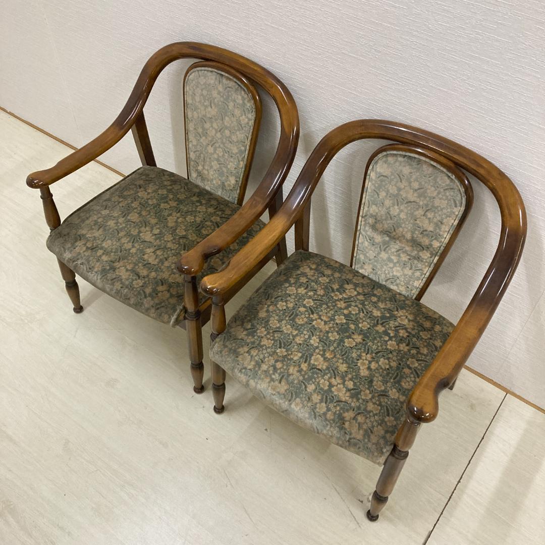 【オールドカリモク】コロニアル　一人掛けソファ　シングルソファ　椅子　２脚セット