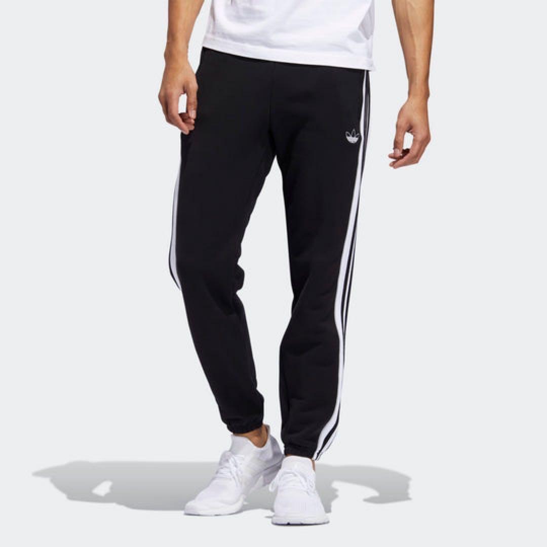 新品 本物 正規品 adidas メンズ ジャージパンツ 黒白ライン大 O