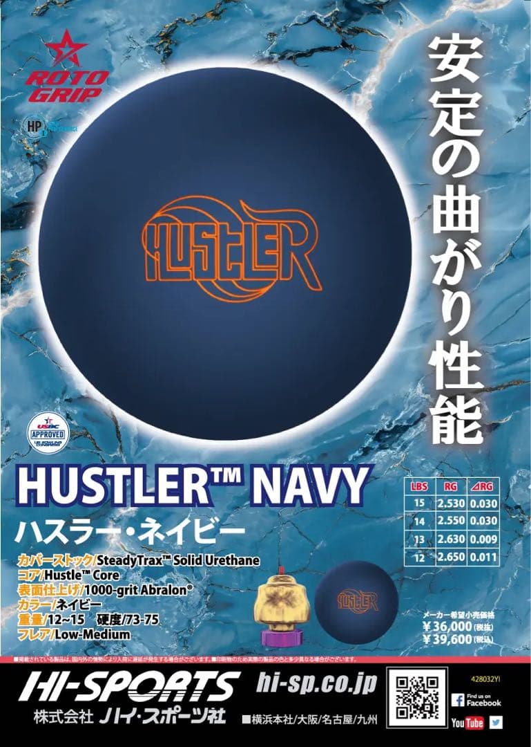送料込み【新品】ハスラー・ネイビー　ロトグリップ　15ポンド4オンス 2