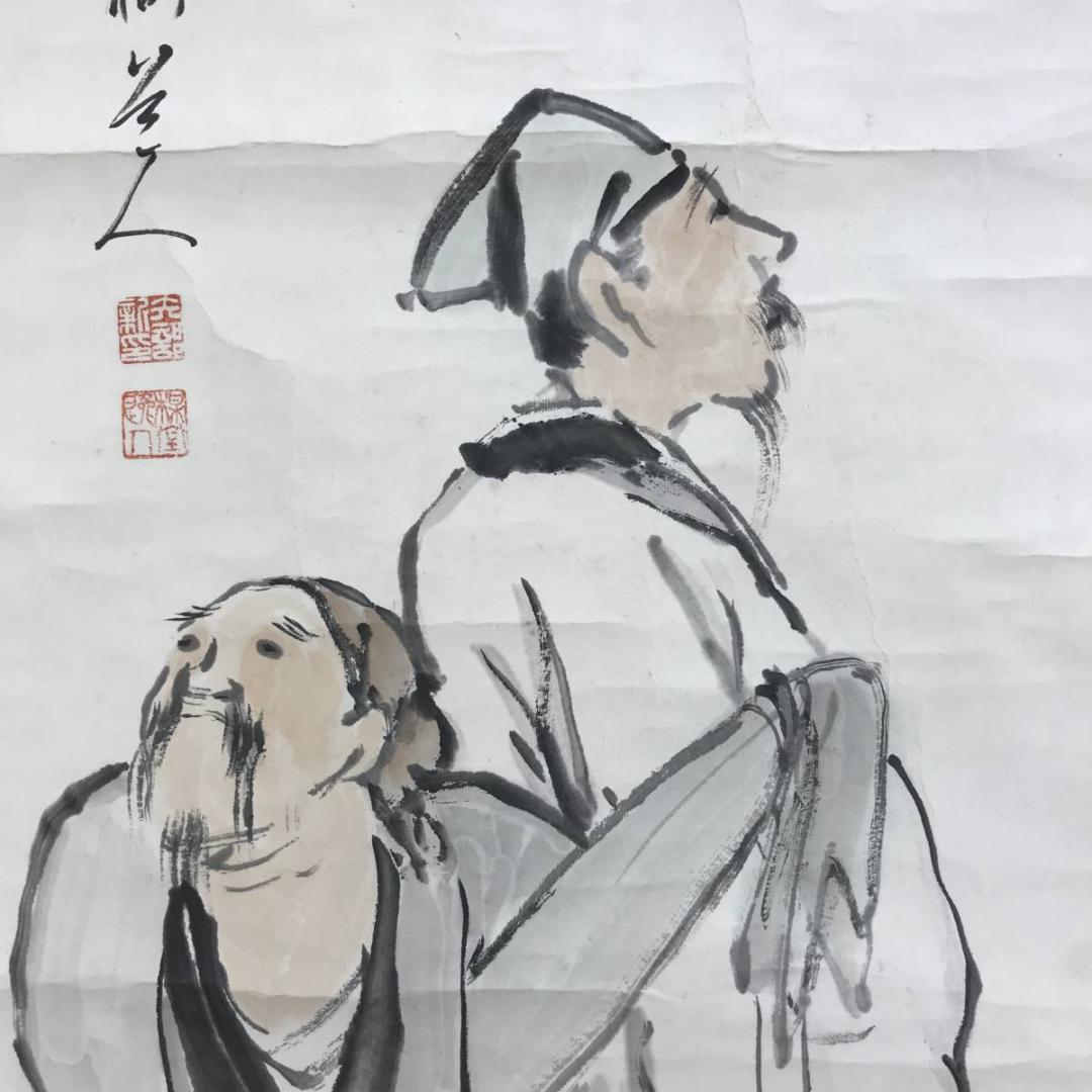 真作/矢部楳堂/人物図/掛軸/名家伝来AE-363