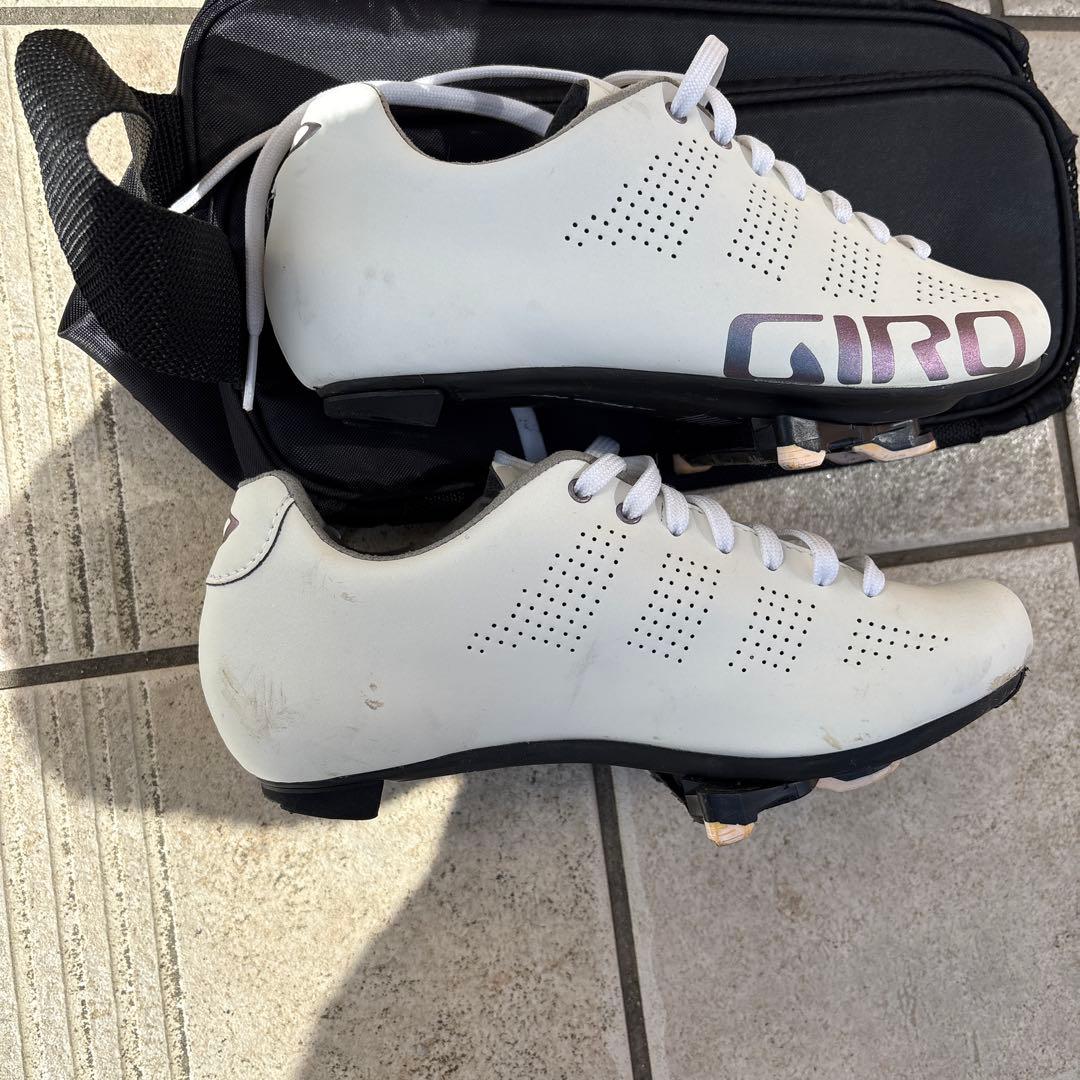 【GIRO】ジロ ビンディングシューズ サイクルシューズ 白 37.5 中古