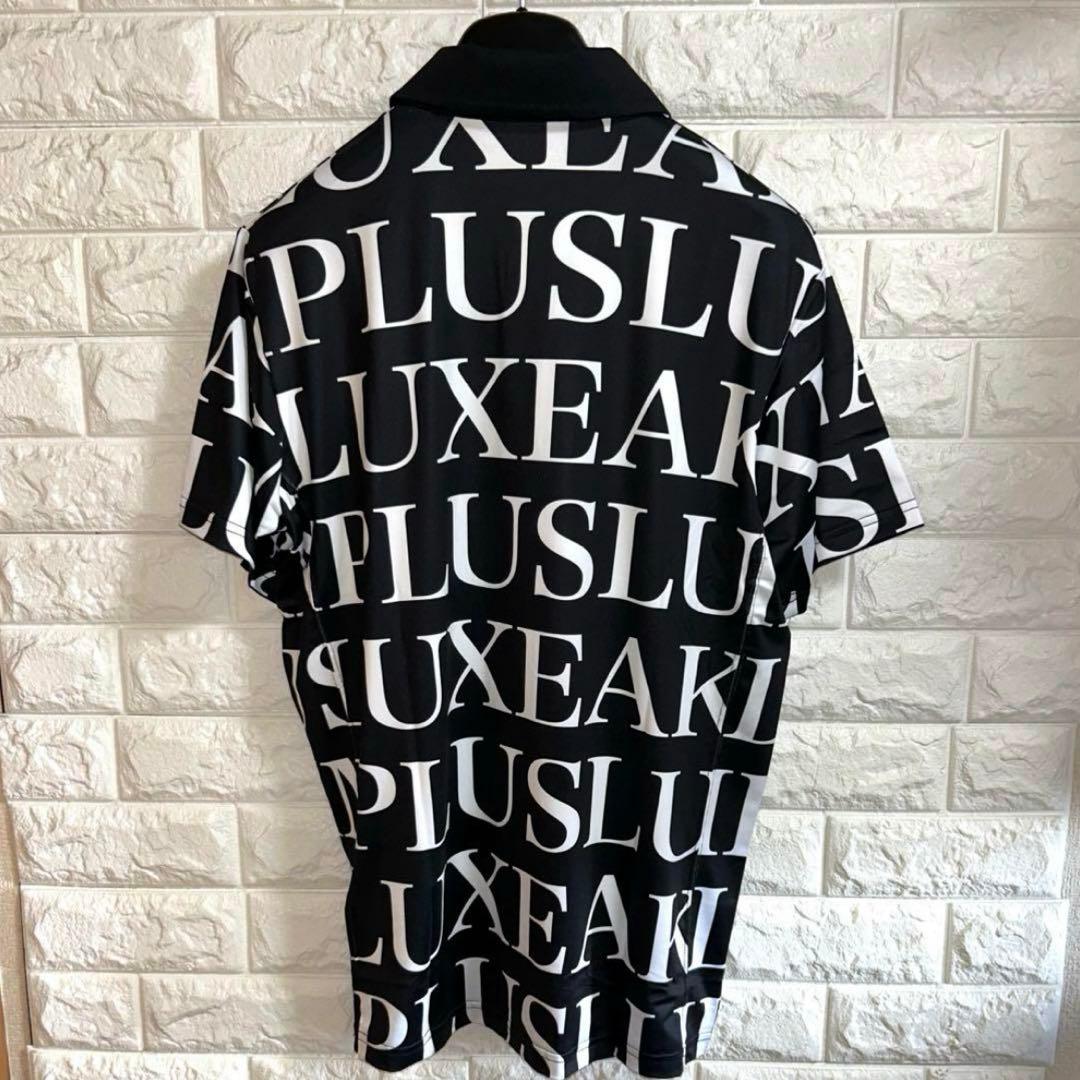 【新品】LUXEAKMPLUS AKM／総柄ロゴ ゴルフウェア ポロシャツ L