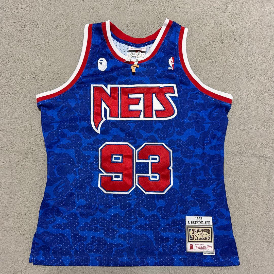 BAPE APE Mitchell & Ness NETS ゲームシャツ　迷彩