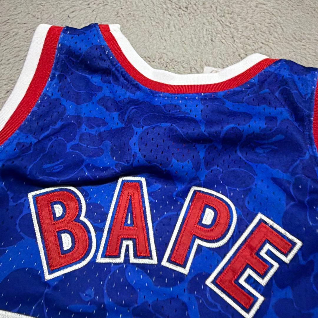 BAPE APE Mitchell & Ness NETS ゲームシャツ　迷彩