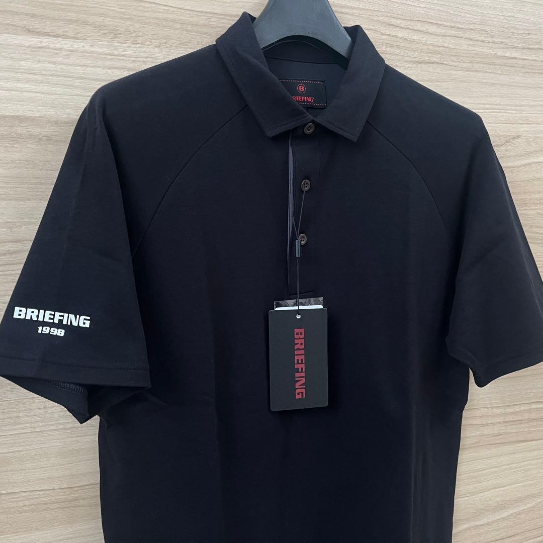 新品★23,100円 BRIEFING 黒ポロシャツバックロゴ 黒×白 メンズS
