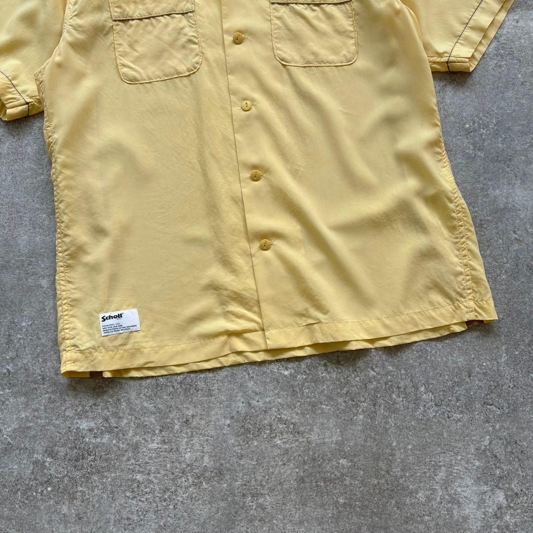 【schott】ショット ボウリングシャツ オープンカラー チェーン刺繍 (L)