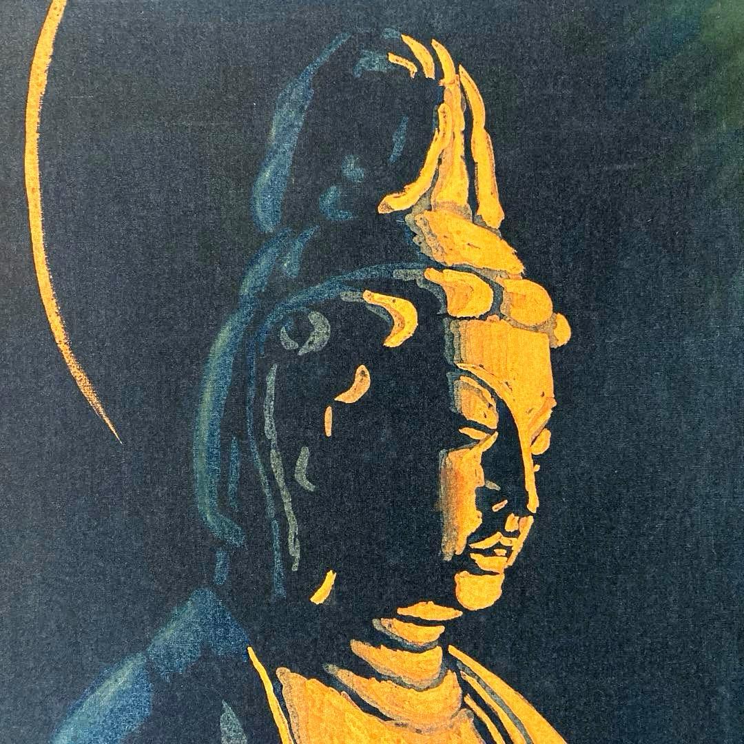 佐伯久　臈纈画『秋篠寺伎芸天』　額装 絵画　額寸:約60cm×50cm