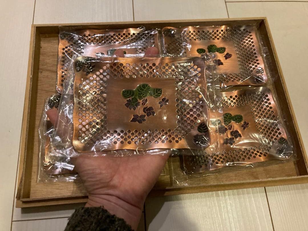 新品未使用　極美品　純銅製品　銅皿　木箱　5枚セット