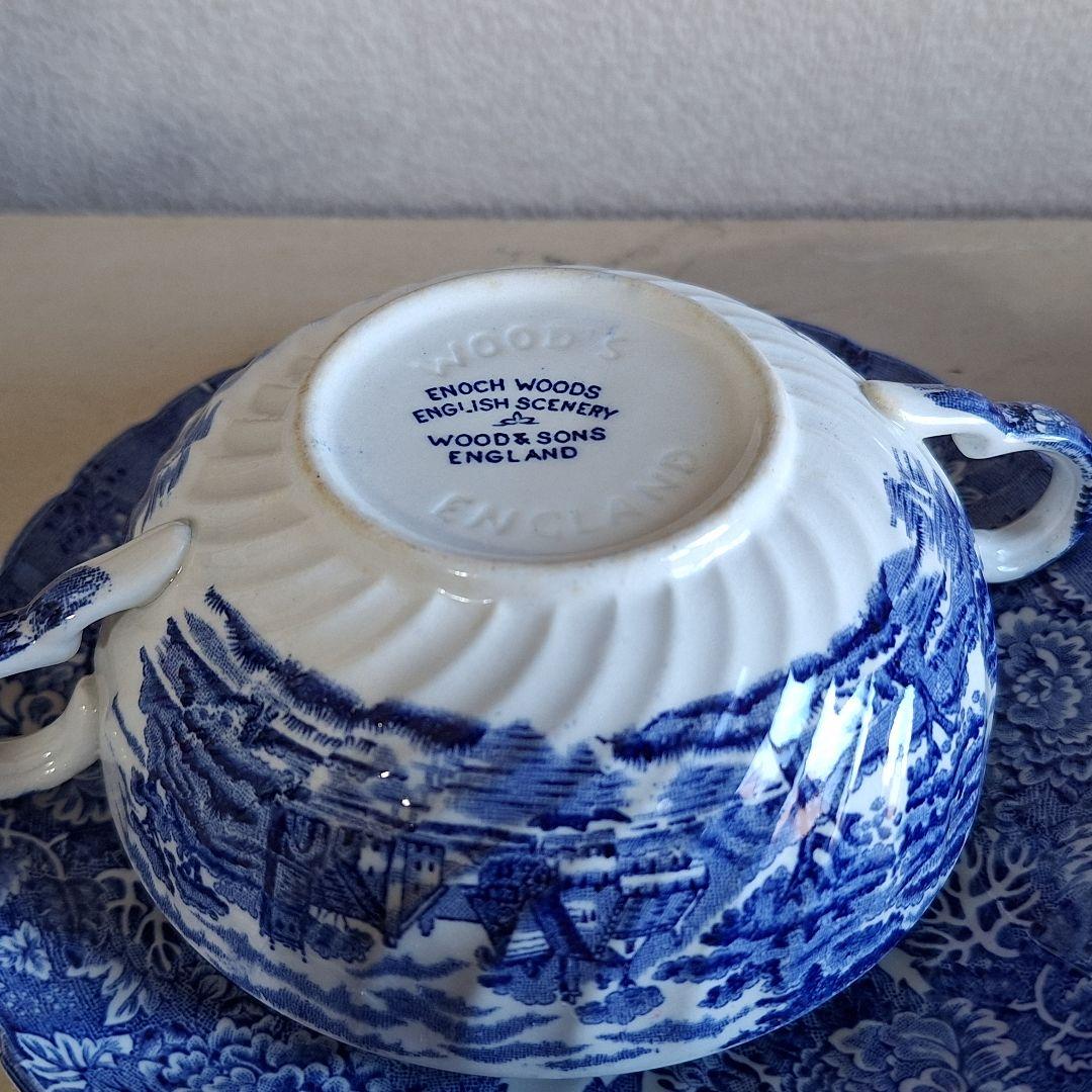 Woods Ware Soup Bowl & Plate　イギリス製　2客　ペア