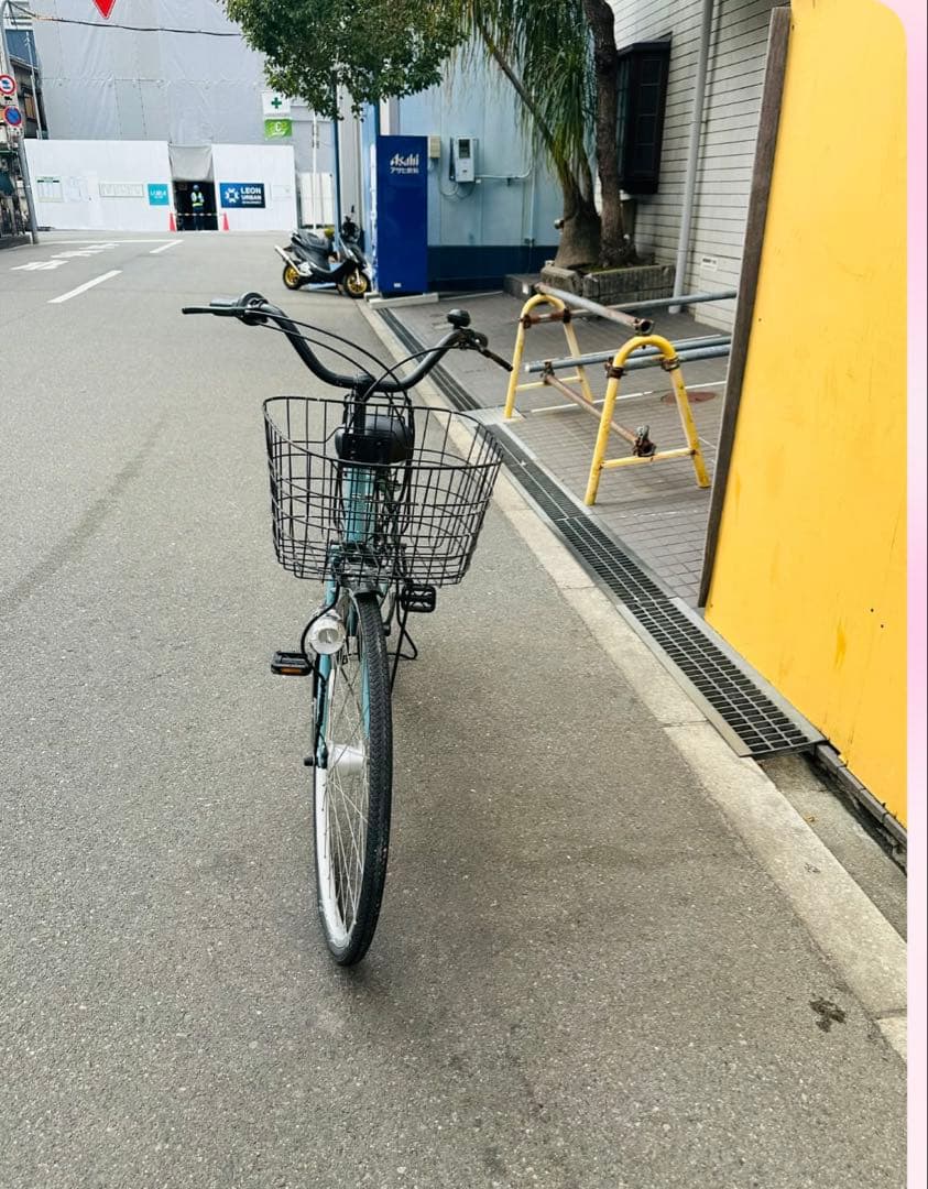 水色 シティサイクル 前カゴ付き
