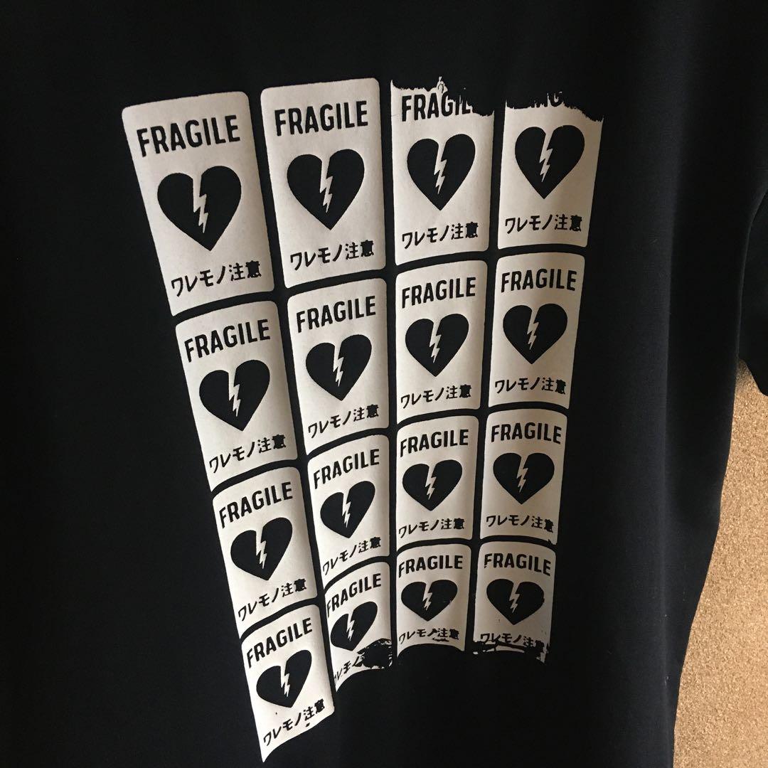 【XL】answer4 “ワレモノ注意”Tshirt ブラック ステッカー付き
