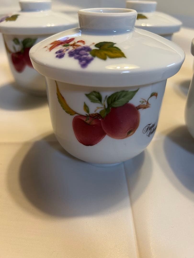 EJIRY 蒸し兼用鍋セット 茶碗蒸し5客セット フルーツ柄