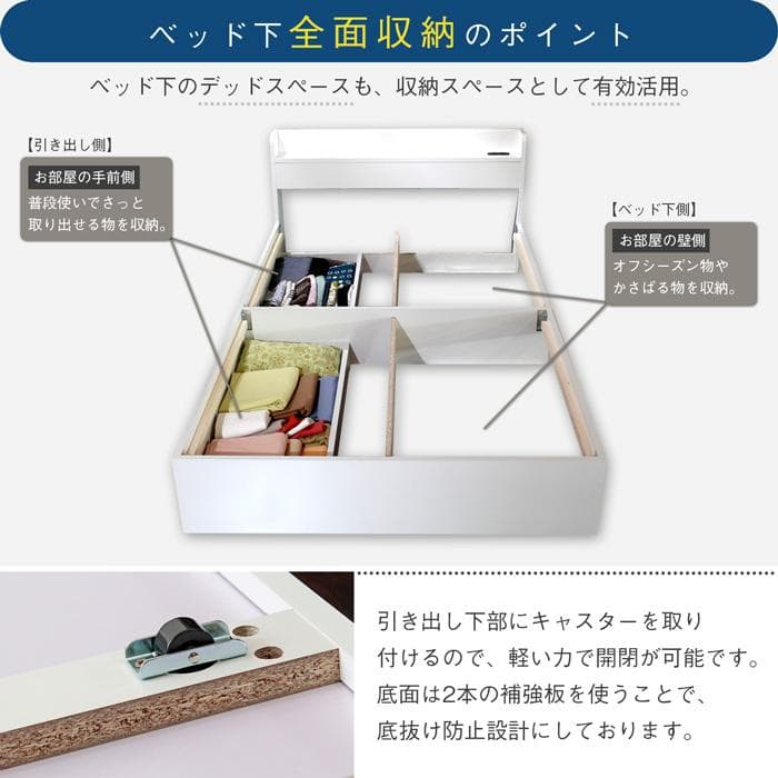【R】セミダブル　マットレスなし【収納あり】 送料込み！【ホワイト】