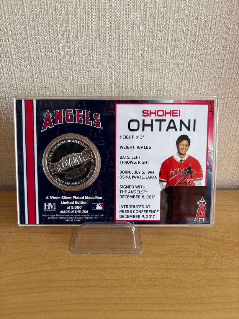 大谷翔平 ロサンゼルス・エンゼルス入団記者会見記念 シルバーカード