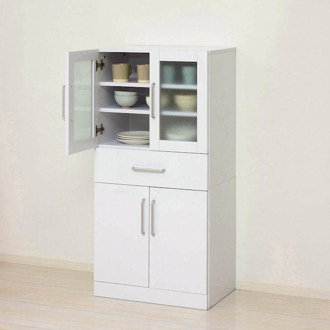 鏡面メラミン仕様 食器棚 幅60cm カップボード キッチン収納（761）