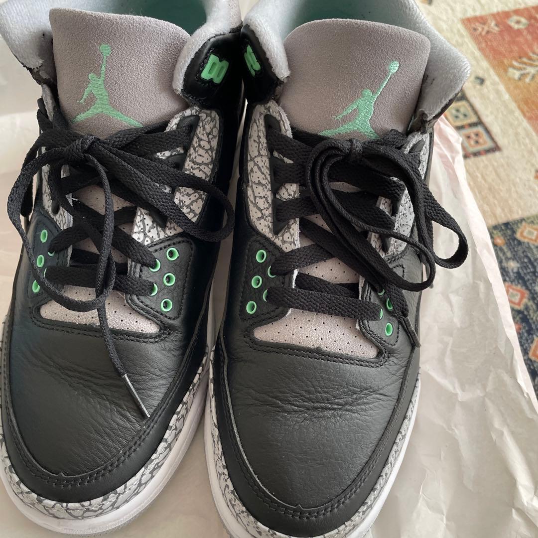 ナイキエアジョーダン3レトロ Green Glow27センチ　中古　美品
