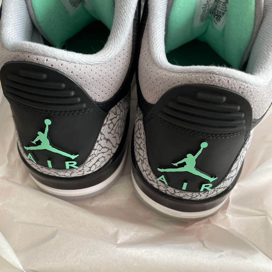 ナイキエアジョーダン3レトロ Green Glow27センチ　中古　美品