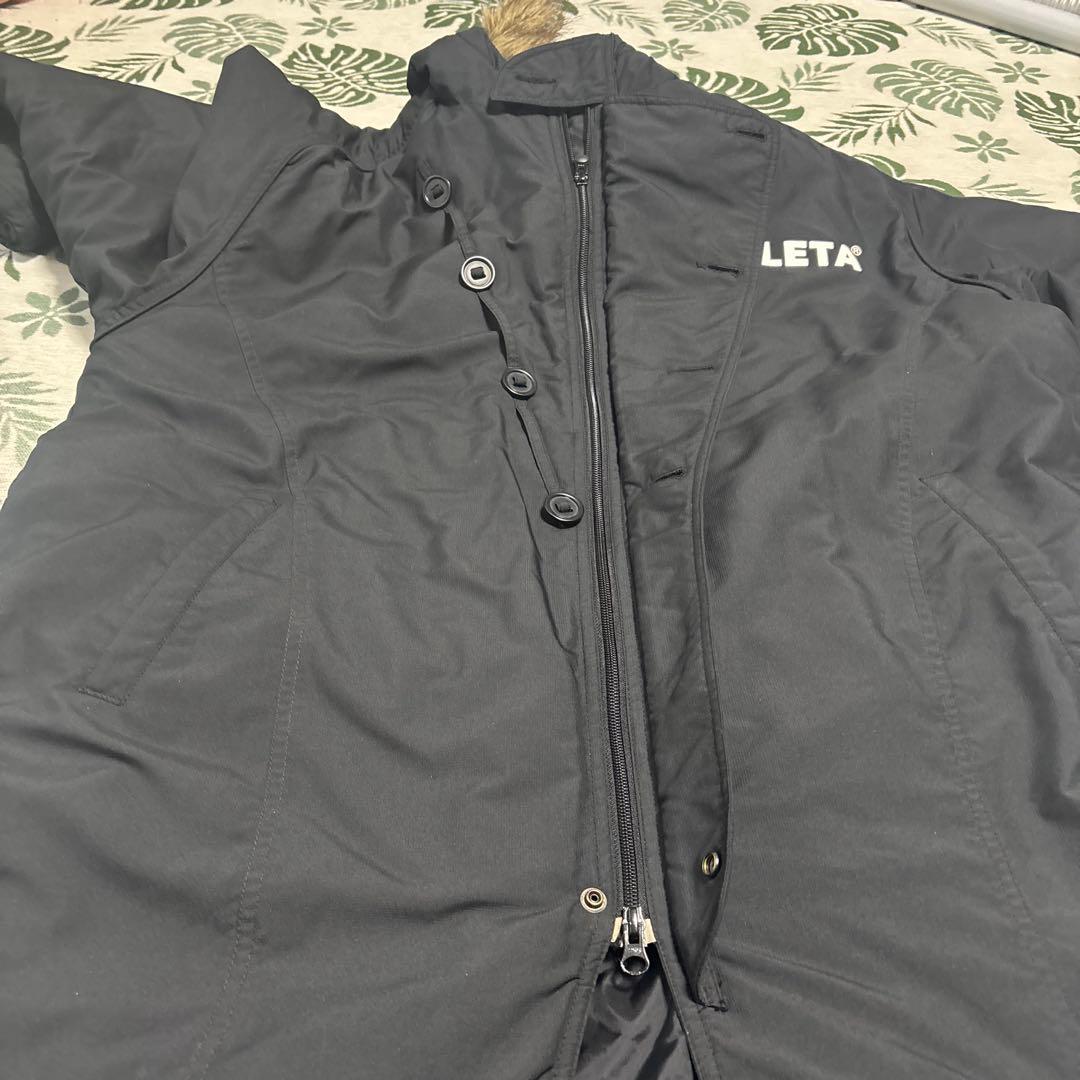 アスレタ☆ロング ベンチコート ☆着脱ファー ☆黒 F メンズ ATHLETA