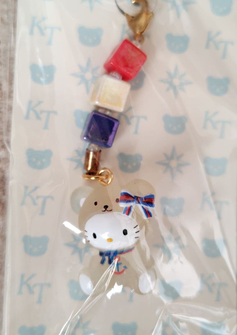 レア ハローキティ ストラップ テディベア HelloKitty 平成レトロ
