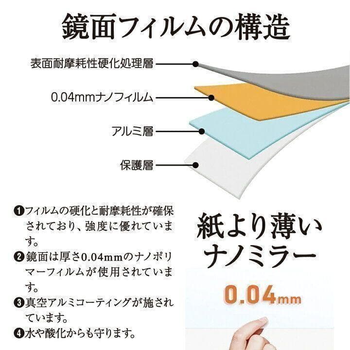 割れない鏡 ウォールミラー 壁掛け 姿見鏡 60×160cmシルバー 1624