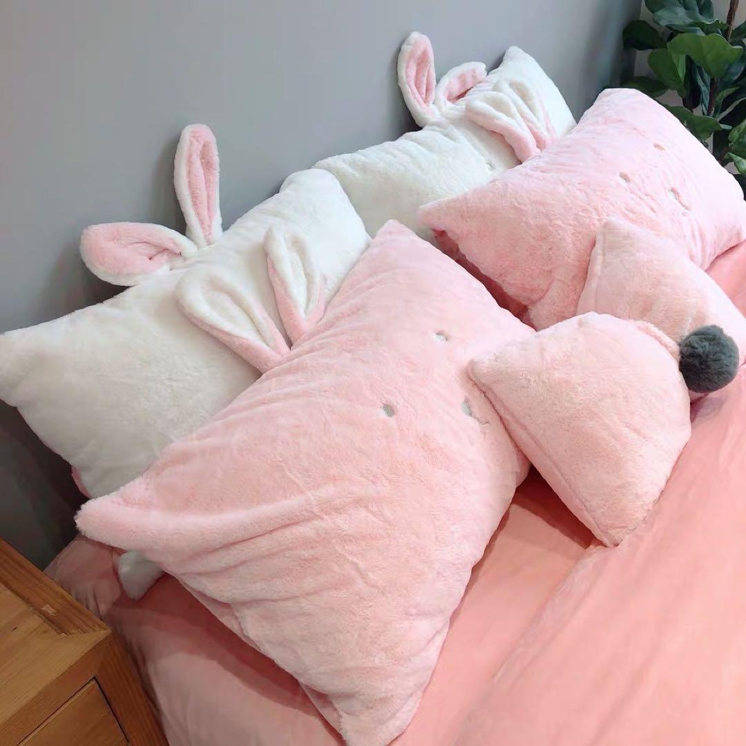 うさぎ耳付きフリースカバーセット セミダブル