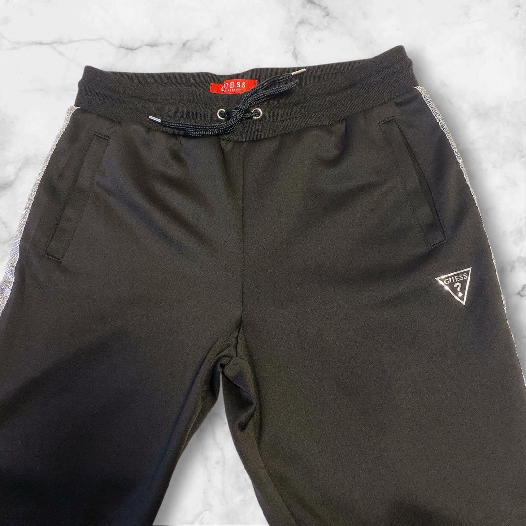 GUESS セットアップ M/L 黒 サイドライン ジャージ上下
