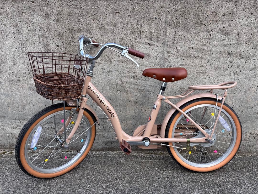 18インチ a.n.d 子供用自転車 ベージュ 前カゴ付き