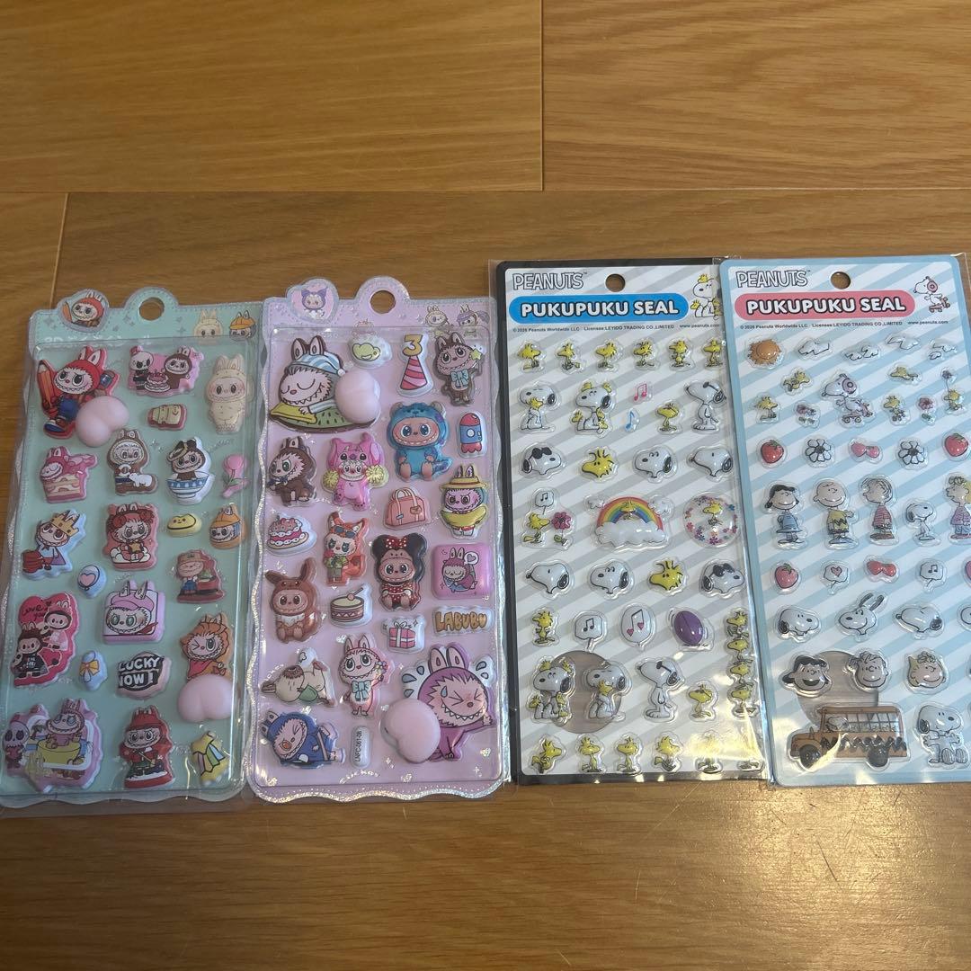正規品ボンボンドロップシール和柄ディズニースヌーピーラブブ立体シール12枚セット