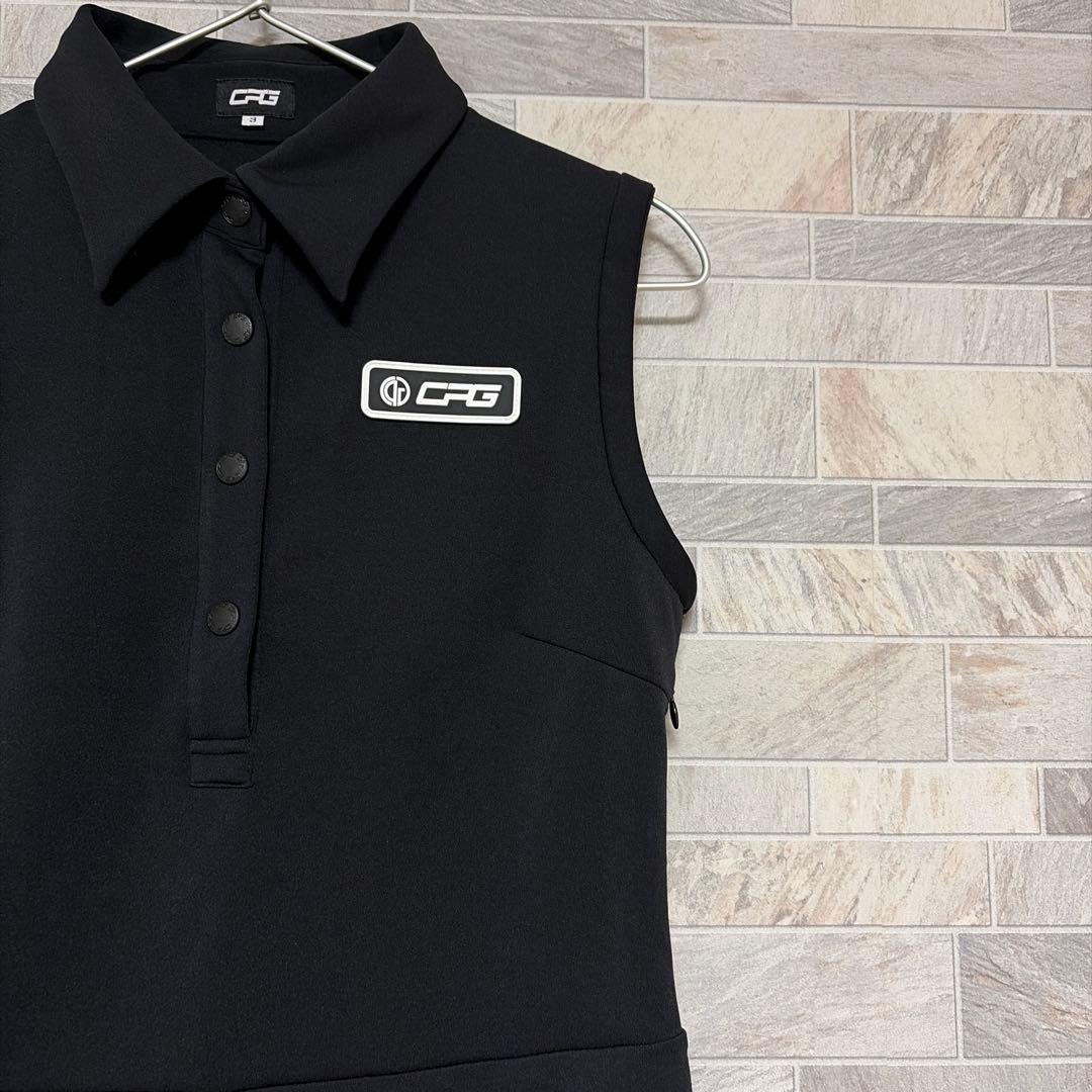 CPG GOLF ノースリーブストレッチポロワンピ ブラック レディース L