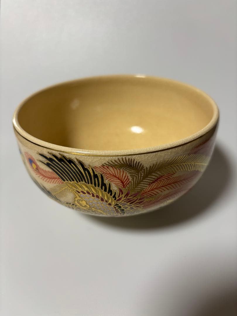 薩摩焼　秋月作　鳳凰　白薩摩茶盌　抹茶碗　茶道具