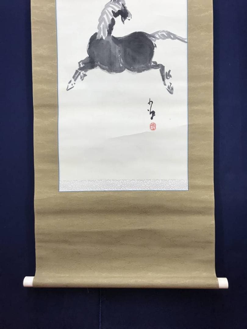 巖谷小波/馬に俳句/馬画賛/掛軸/名家伝来/AC-51