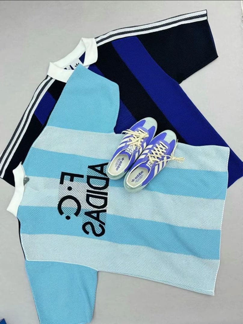新品XL Adidas ショートスリーブ ポロシャツJL5976 スカイブルー