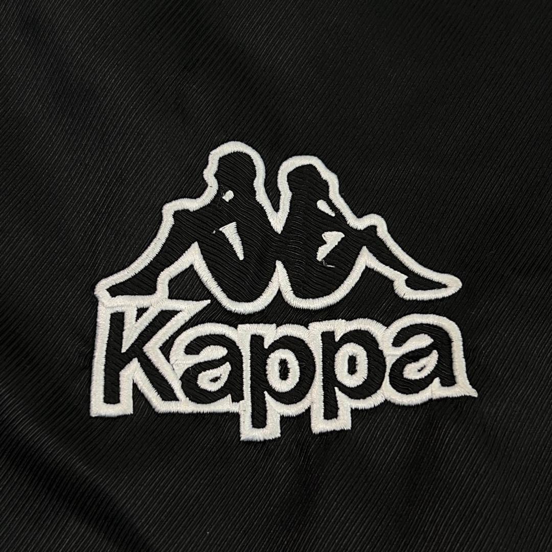 【Kappa】90sヴィンテージ ベンチコート 背面デカロゴ 裏フリース 黒 L