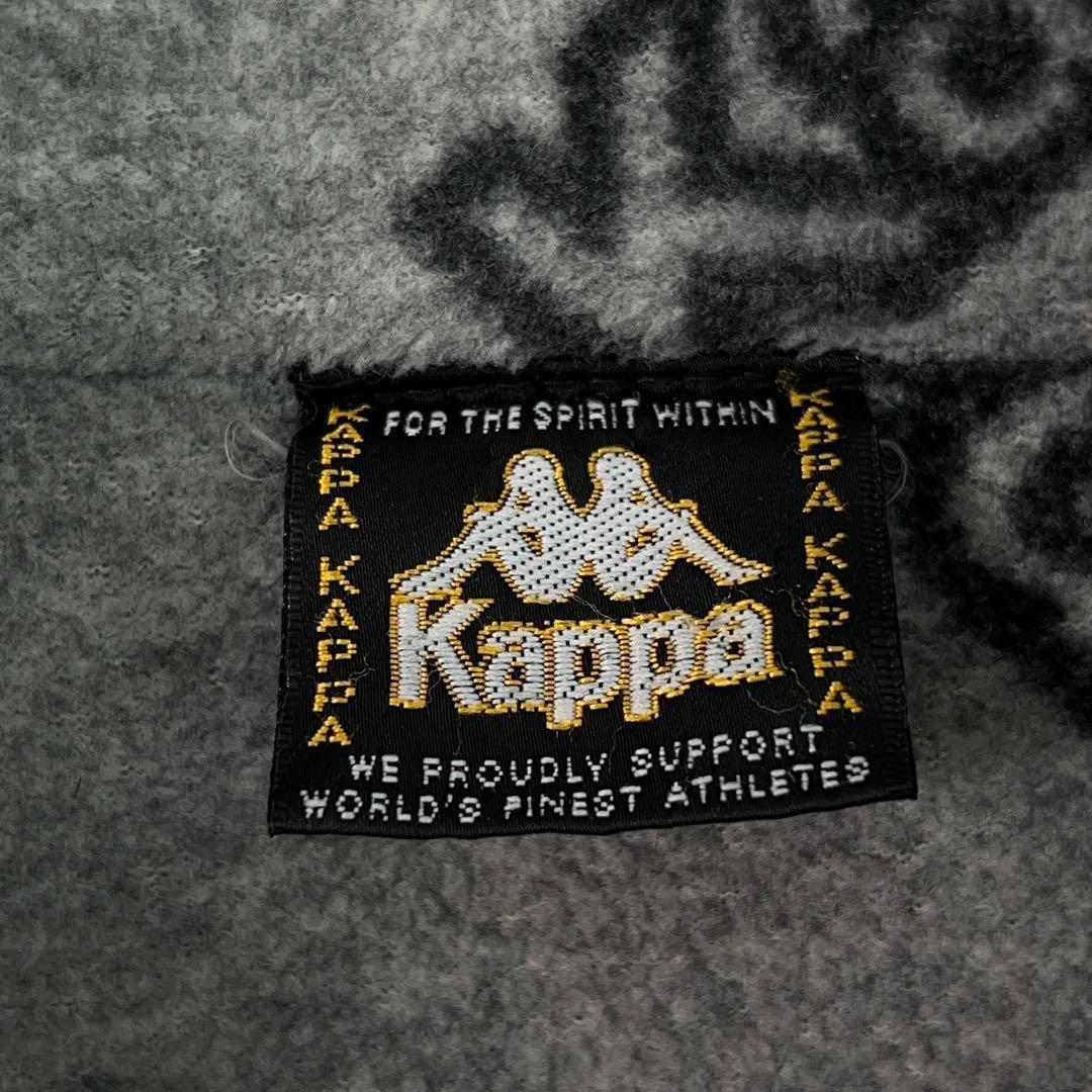 【Kappa】90sヴィンテージ ベンチコート 背面デカロゴ 裏フリース 黒 L