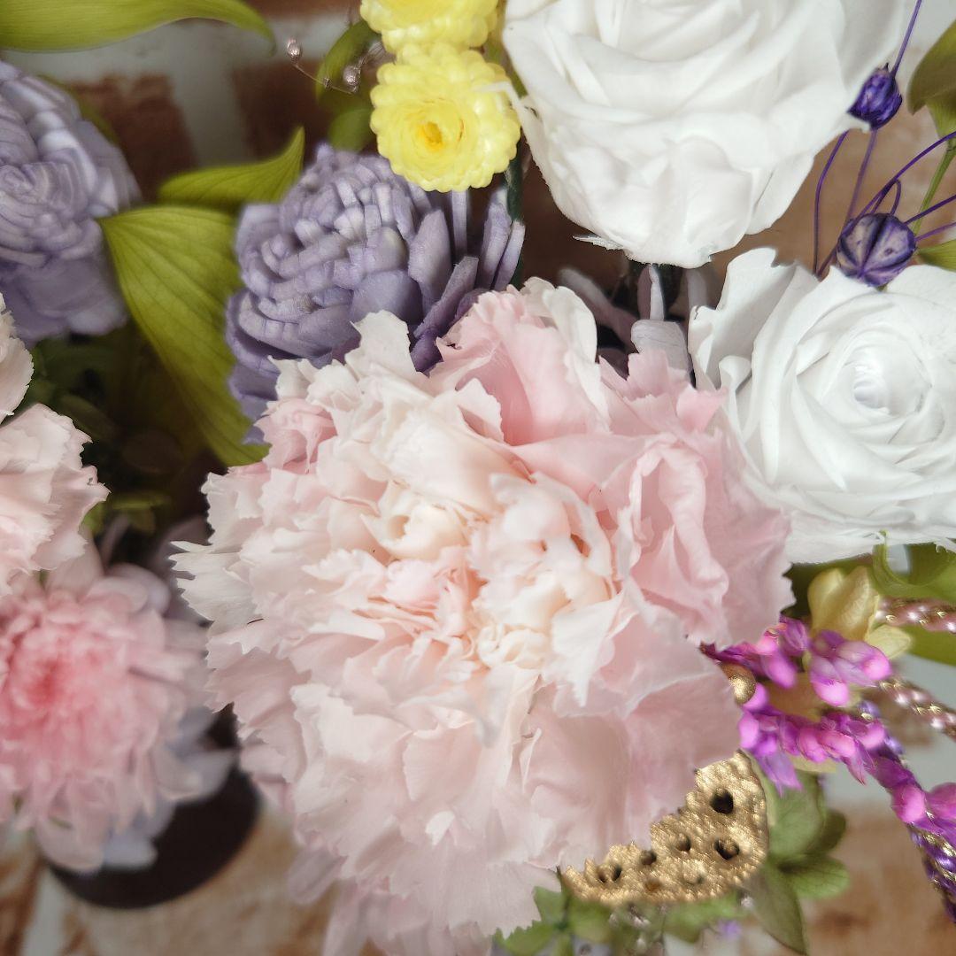 華やかにお供え☆仏花　プリザーブドフラワーアレンジ　花器付き一対