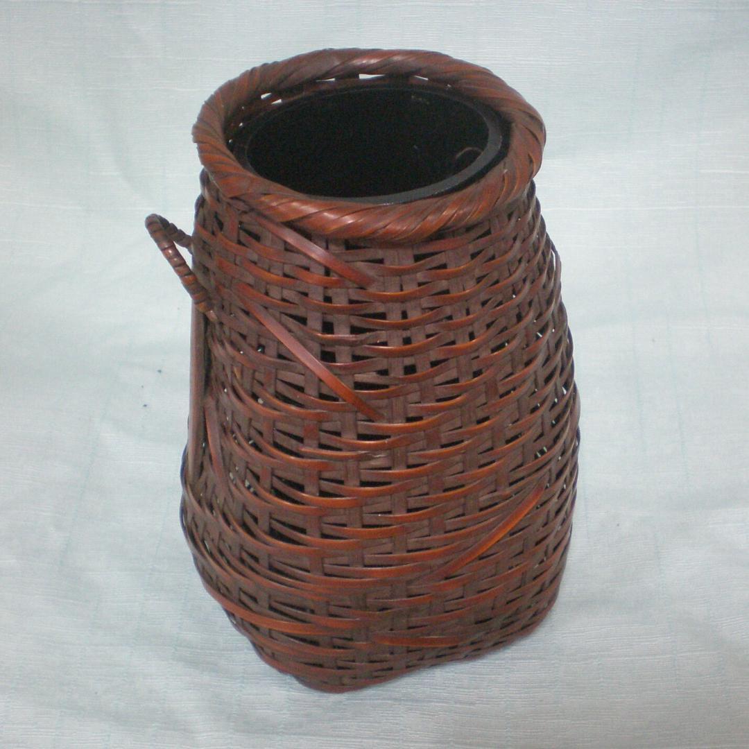 ■ 花器　竹籠　生花　落とし付き　豊南 作