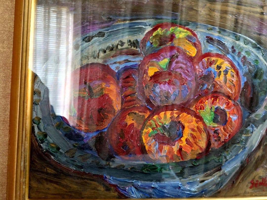【油彩画】作者不明、野間仁根風『果物のある静物画』 6号