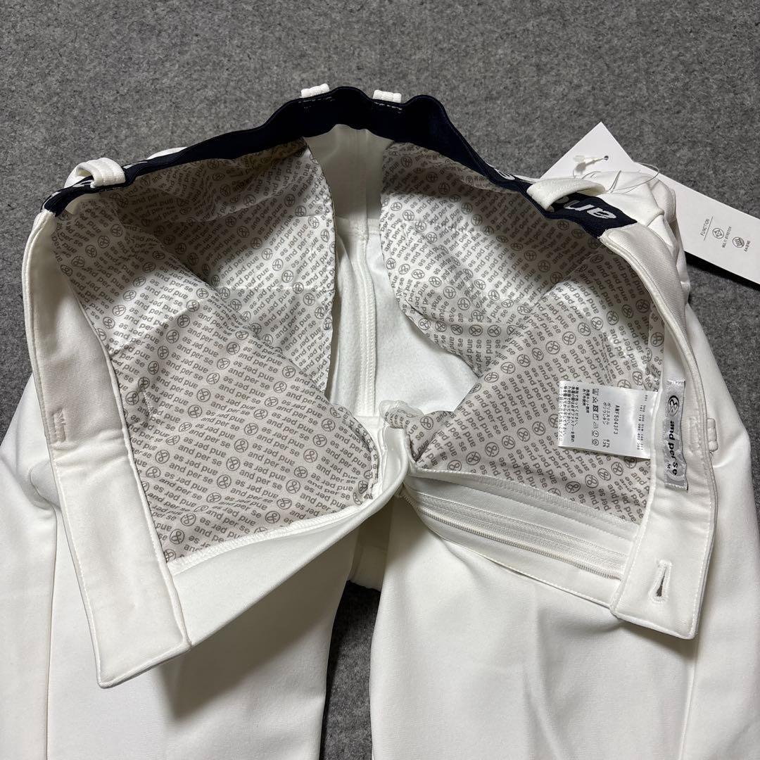 Lサイズ ★新品 アンパスィ ストレッチ ゴルフパンツ 白 AMF5043F3