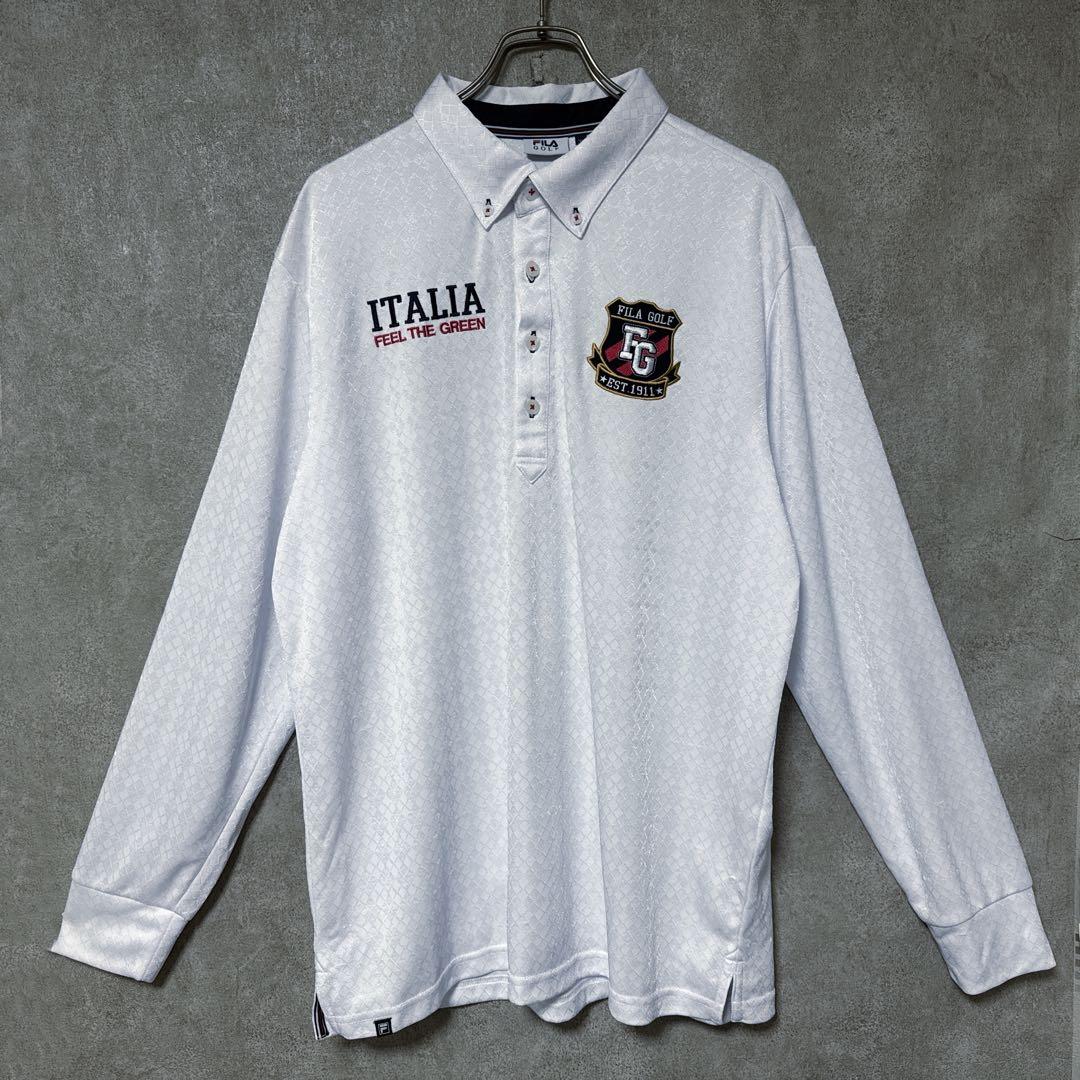 FILA GOLF フィラゴルフ 大きいサイズ 長袖 ポロシャツ 3L ホワイト