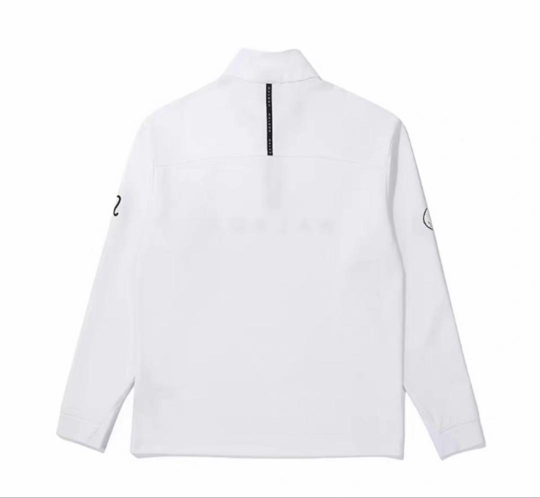 白　L 新品　マルボンゴルフ MALBON GOLF 　ハーフジップ